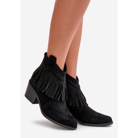 Botas Cowboy Femininas Com Zíper Eco Camurça Preta S.Barski HY42-127 preto 1