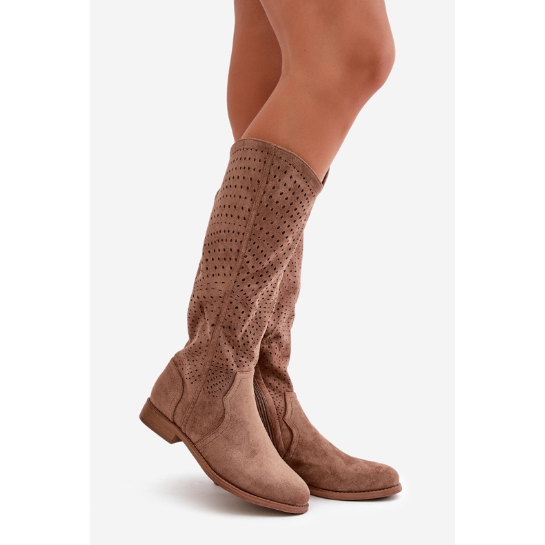 Botas femininas marrons perfuradas S.Barski HY42-132 marrom 1