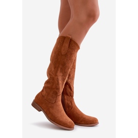 Botas femininas de camelo perfuradas S.Barski HY42-132 marrom 1