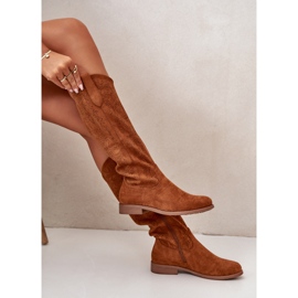 Botas femininas de camelo perfuradas S.Barski HY42-132 castanho 2