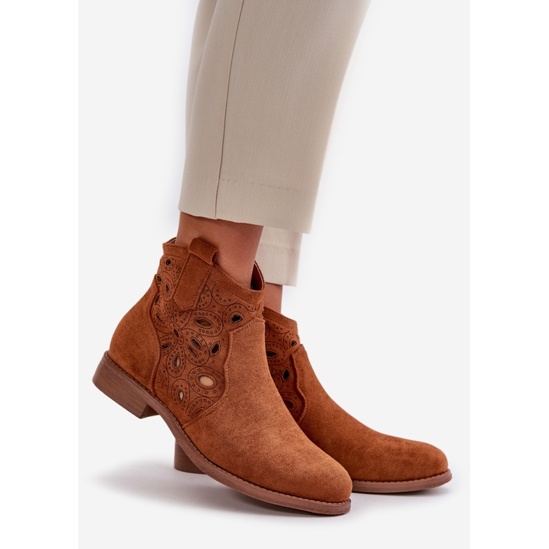 Botas femininas abertas com zíper camelo S.Barski HY42-081 castanho 1