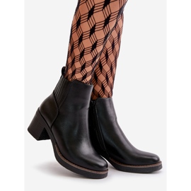 Botas femininas isoladas com salto alto couro ecológico preto Irittes preto 1