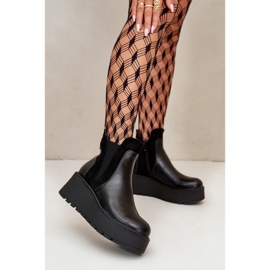 Botas femininas isoladas com plataforma e cunha pretas Mivanira preto 2
