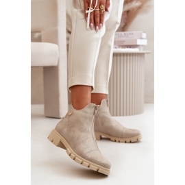 Botins femininos isolados com abrasões, couro ecológico, Gold Verietta dourado 2