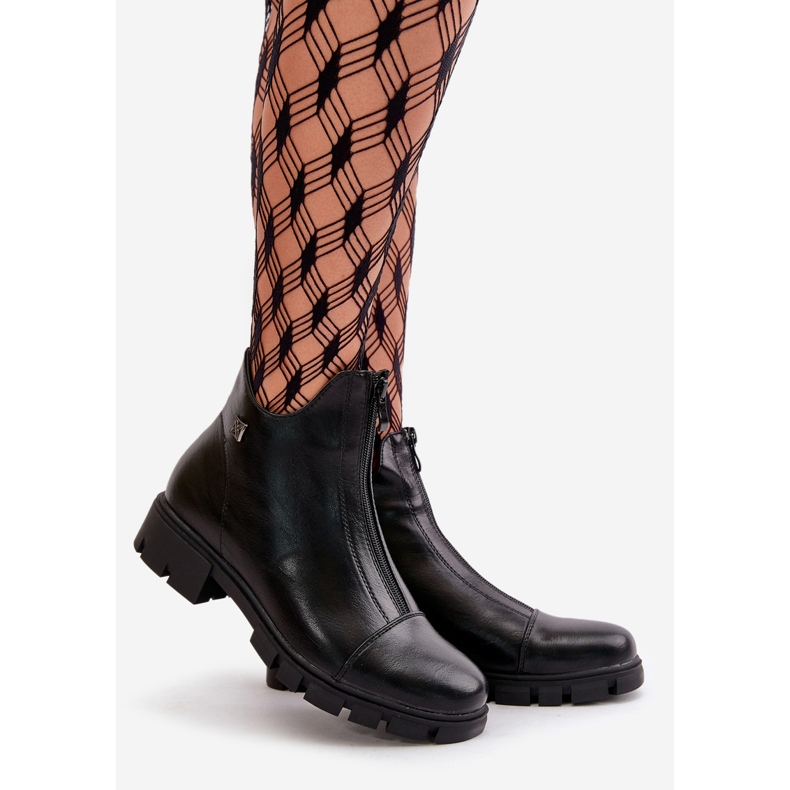 Botas femininas isoladas em couro ecológico, preto Verietta 1