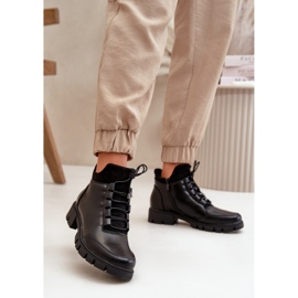 Botas baixas femininas com isolamento em couro ecológico, preta Erisabelle preto 2