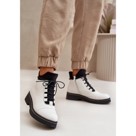 Botas femininas isoladas de cano baixo, couro ecológico, brancas branco 2