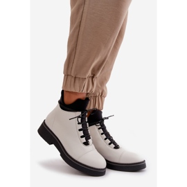 Botas femininas isoladas de cano baixo, couro ecológico, brancas branco 1