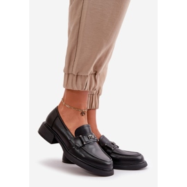 Mocassins femininos elegantes em couro natural, preto Vinceza 91114 1