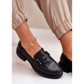 Mocassins femininos elegantes em couro natural, preto Vinceza 91114 2