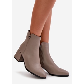 Botas femininas elegantes e isoladas em couro natural, bege Vinceza 77106 1