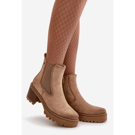 Botas femininas isoladas com salto alto Eco Camurça Bege Irissinae 1