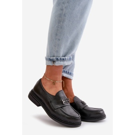 Zazoo 20174 sapatos baixos femininos elegantes de couro, pretos 1