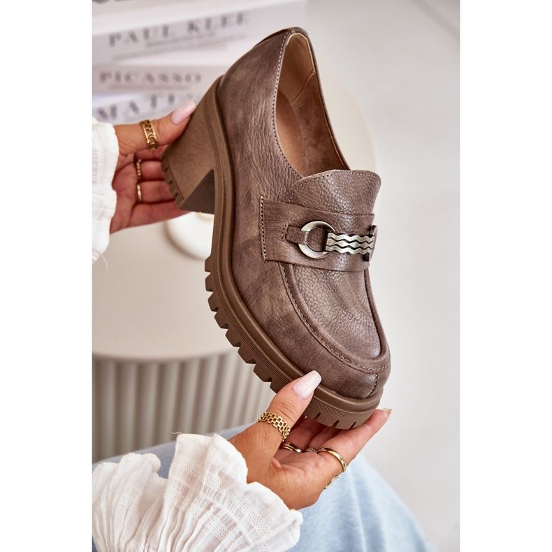 Zazoo 20175 sapatos femininos de salto alto, couro natural, bege escuro 2