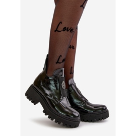 Zazoo 60451 Botins femininos de couro com decoração, preto envernizado 1