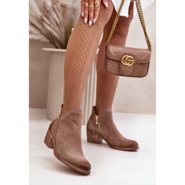 Zazoo 60475 Botas femininas de camurça de salto baixo, aquecidas, bege escuro 2