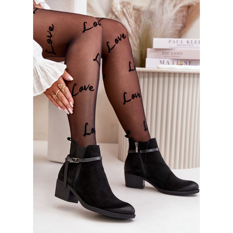 Zazoo 60478 Botas de camurça de salto alto, isoladas, fechadas com zíper, pretas preto 2