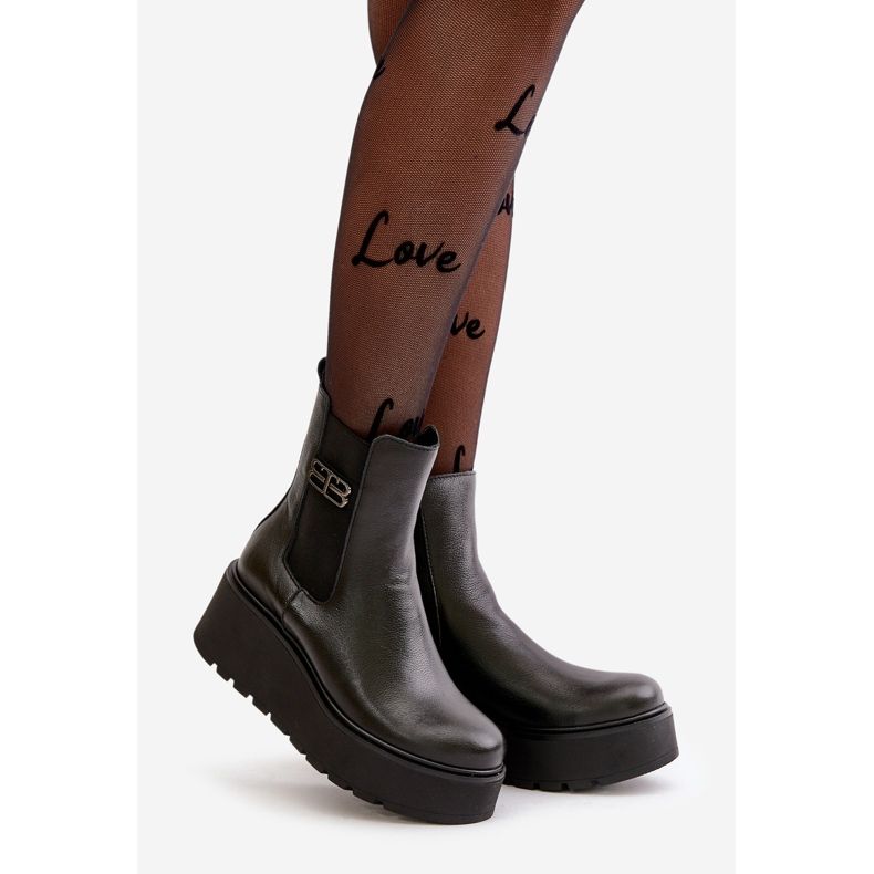 Zazoo 60498 Botas Chelsea femininas na plataforma e cunhas, pretas preto 1