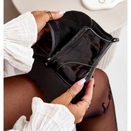 Zazoo 60499 Botas femininas envernizadas com plataforma e cunha de couro natural quente verde escuro preto 2