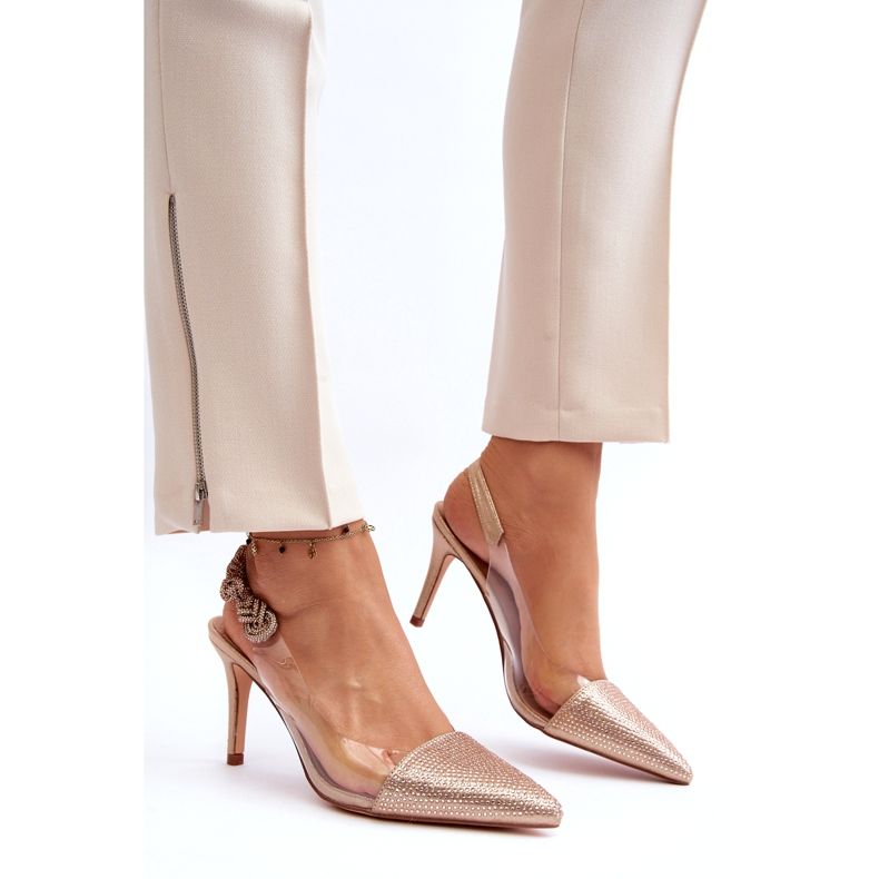 S. BARSKI Salto alto com decoração MR1966-11 Champagne dourado 4