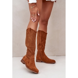Botas femininas a céu aberto Camel S.Barski HY42-139 castanho 1