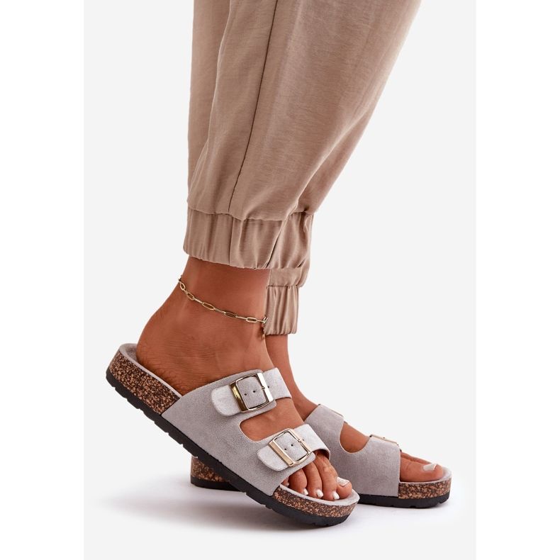 Sandália feminina sem cadarço cinza Cortina 2