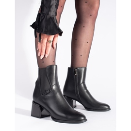 Botins pretos de salto alto com elástico 1