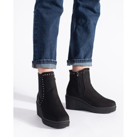 Botas de camurça pretas com cunha preto 2
