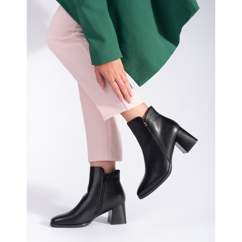 Botins de salto alto femininos negros preto 1