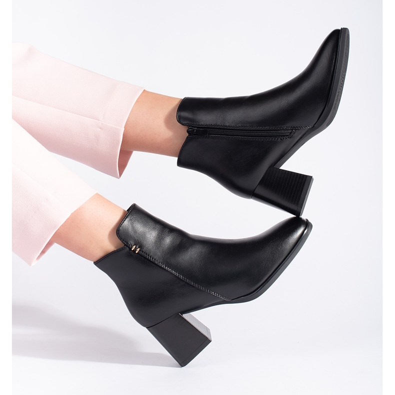 Botins de salto alto femininos negros preto 2