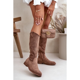 Botas femininas perfuradas marrons S.Barski HY42-139 marrom 2
