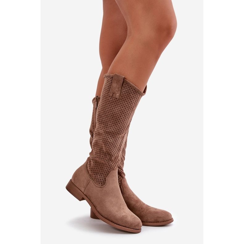 Botas femininas perfuradas marrons S.Barski HY42-139 marrom 1