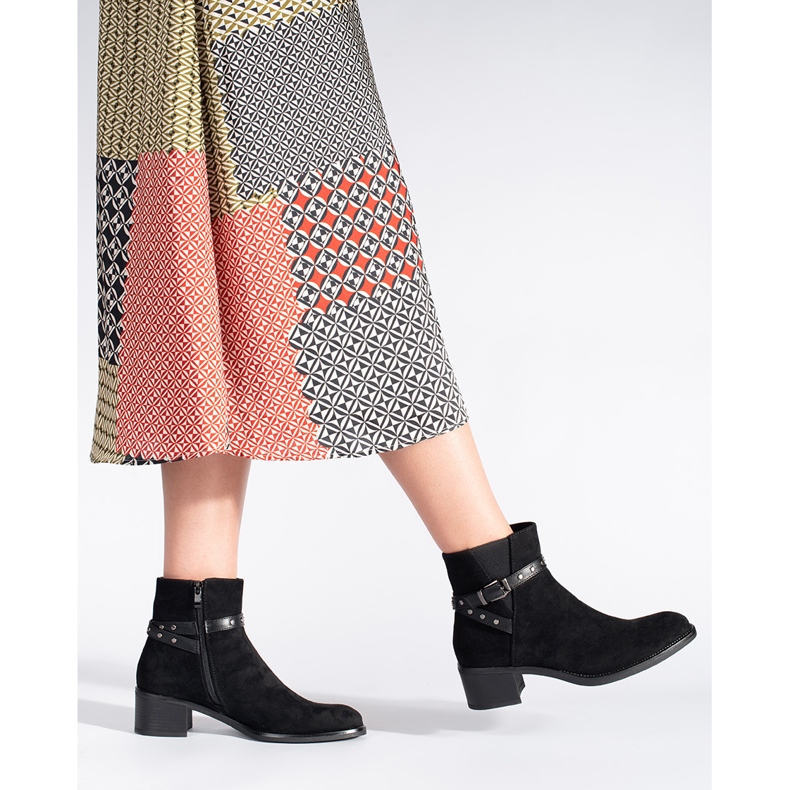 Botins pretos de camurça com salto baixo Sergio Leone 1