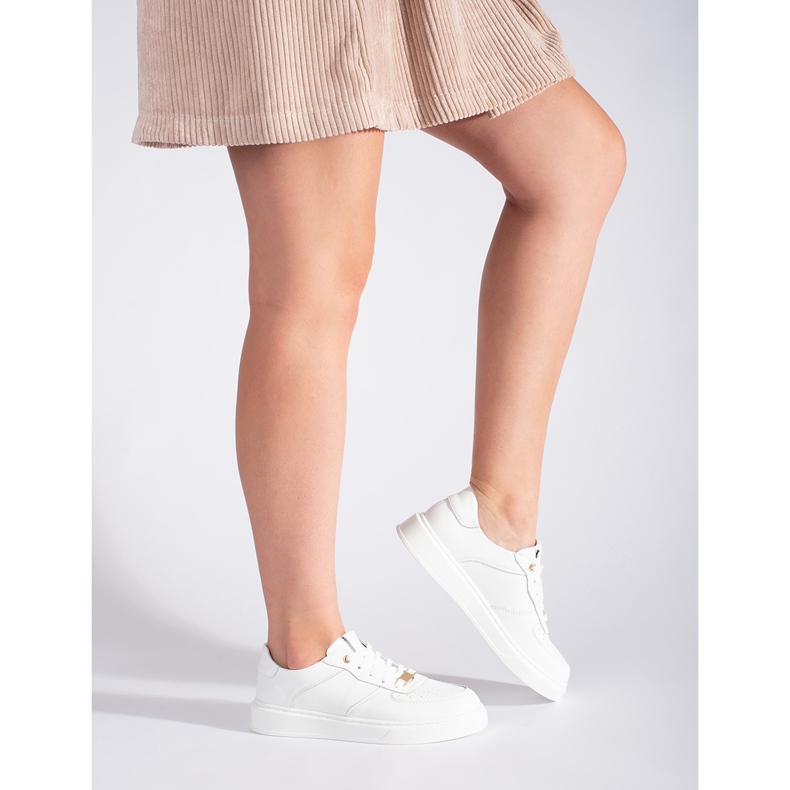 Calçados esportivos femininos de couro branco 1