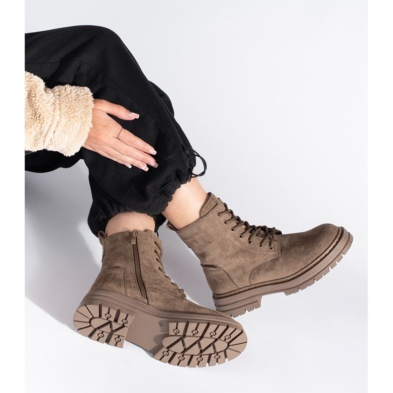 Botas femininas marrons de trabalho com cadarço, Sergio Leone marrom 1