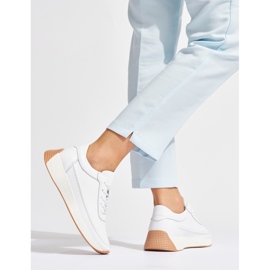 Sergio Leone Calçados esportivos femininos de couro branco perfurado 1