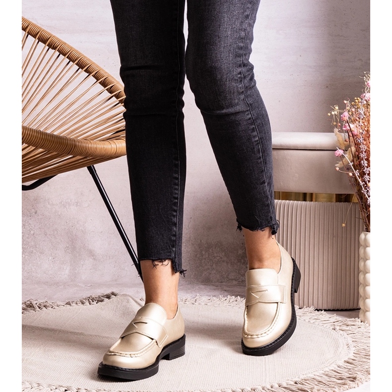 Elegantes mocassins Élodie dourados 1