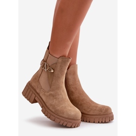Botas isoladas femininas Eco Suede Bege com detalhe dourado Bervena 1