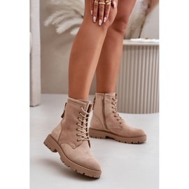 Botas femininas de trabalho, quentes, com zíper, camurça ecológica, bege Mardia 2