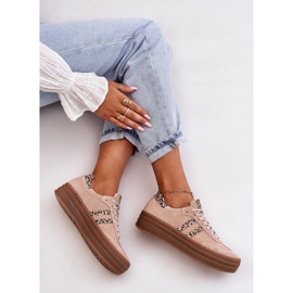 Zazoo N1068S4 Tênis feminino de camurça na plataforma leopardo rosa 2