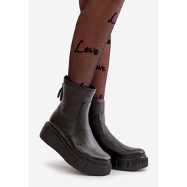 Zazoo 60369 Botins femininos de couro na plataforma, pretos 1