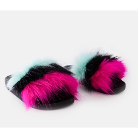 Chinelos pretos com pelo colorido da Nadiminha multicolorido 1