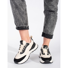 Calçados esportivos femininos pretos e bege 2