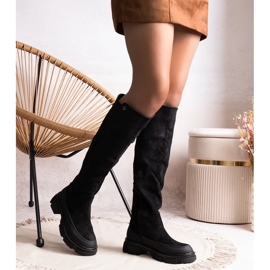 Botas pretas com salto enorme, Lily of the Valley preto 1