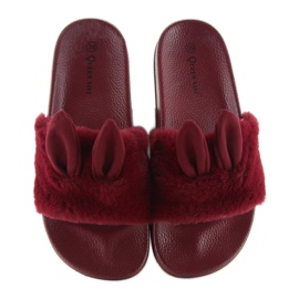 Chinelos com pele e orelhas vermelhas vermelho 1