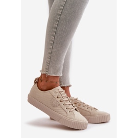 Tênis feminino com isolamento de veludo cotelê Big Star OO274812 Hi-Poly System bege 1