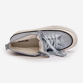 Tênis feminino isolado com plataforma de couro ecológico Big Star OO274069 azul 1