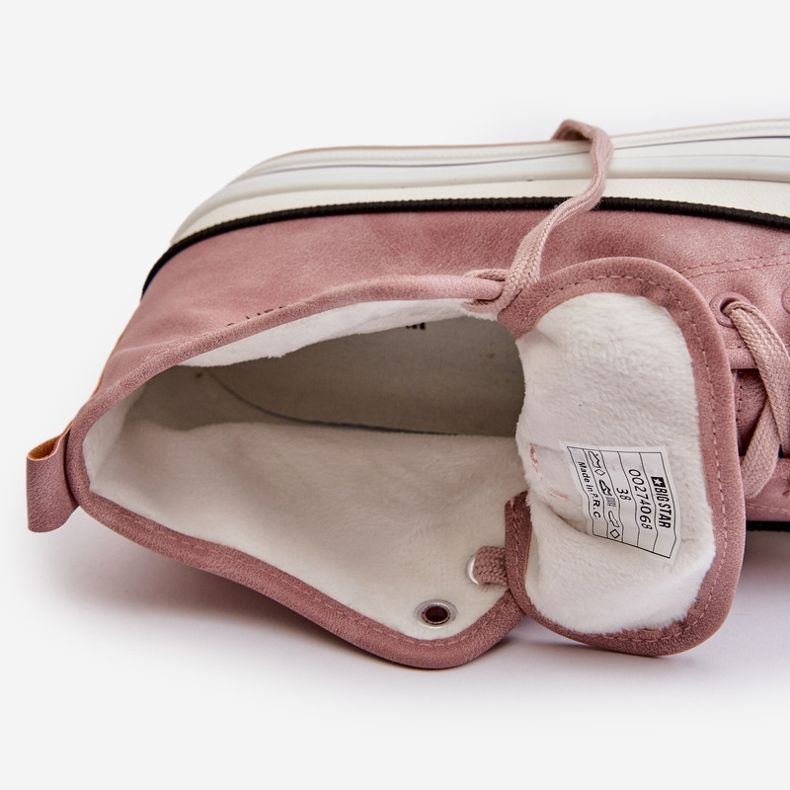 Tênis feminino isolado com plataforma de couro ecológico Big Star OO274068 rosa 2