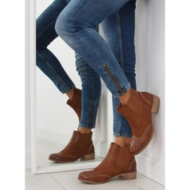 Botas Chelsea castanhas com tachas, Camel castanho 2