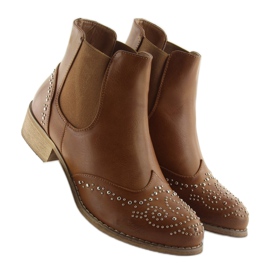 Botas Chelsea castanhas com tachas, Camel castanho 1